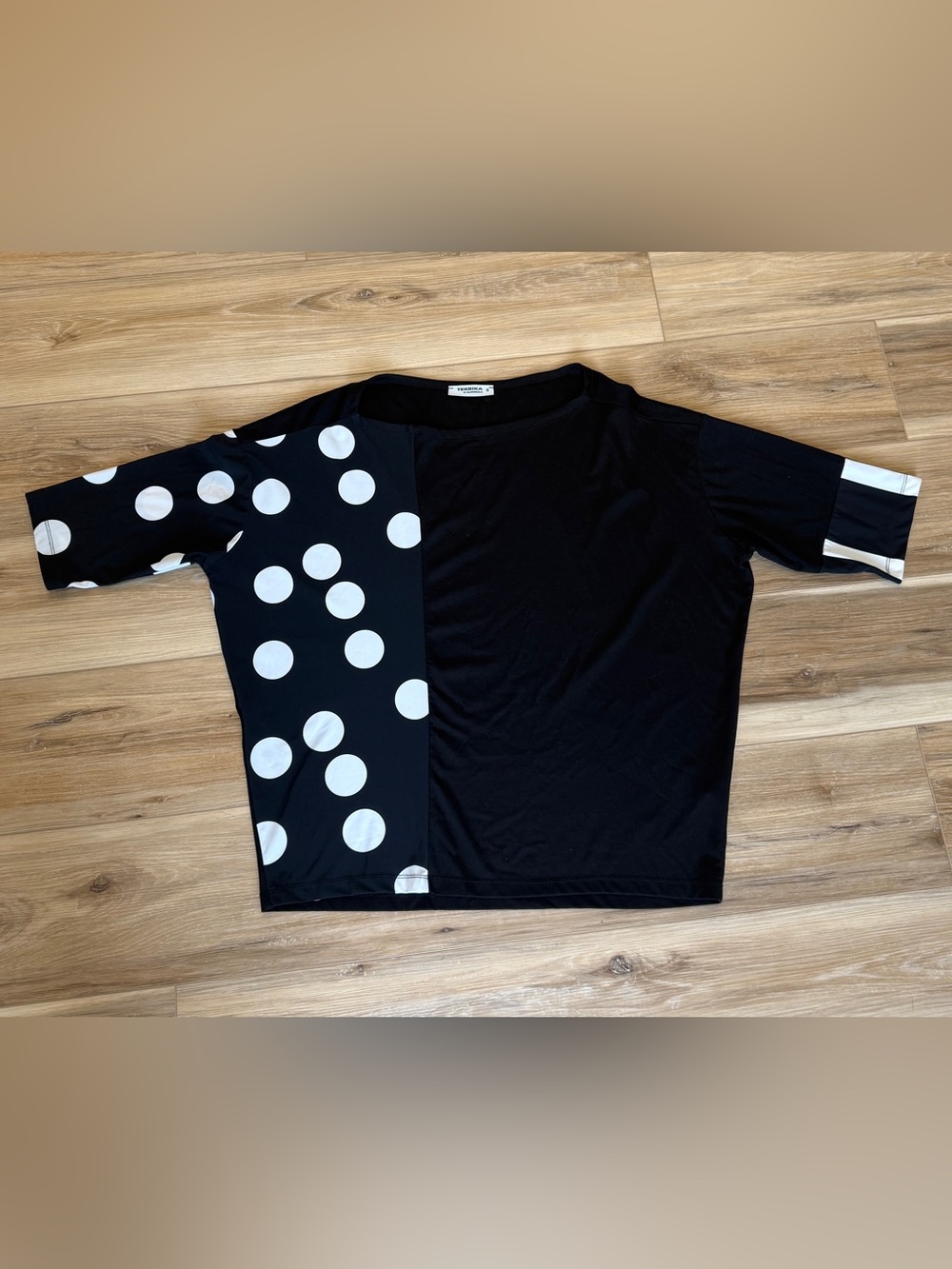 Tekbika by Alembika Short Sleeve Top black white Boxy Dolman-Style S
